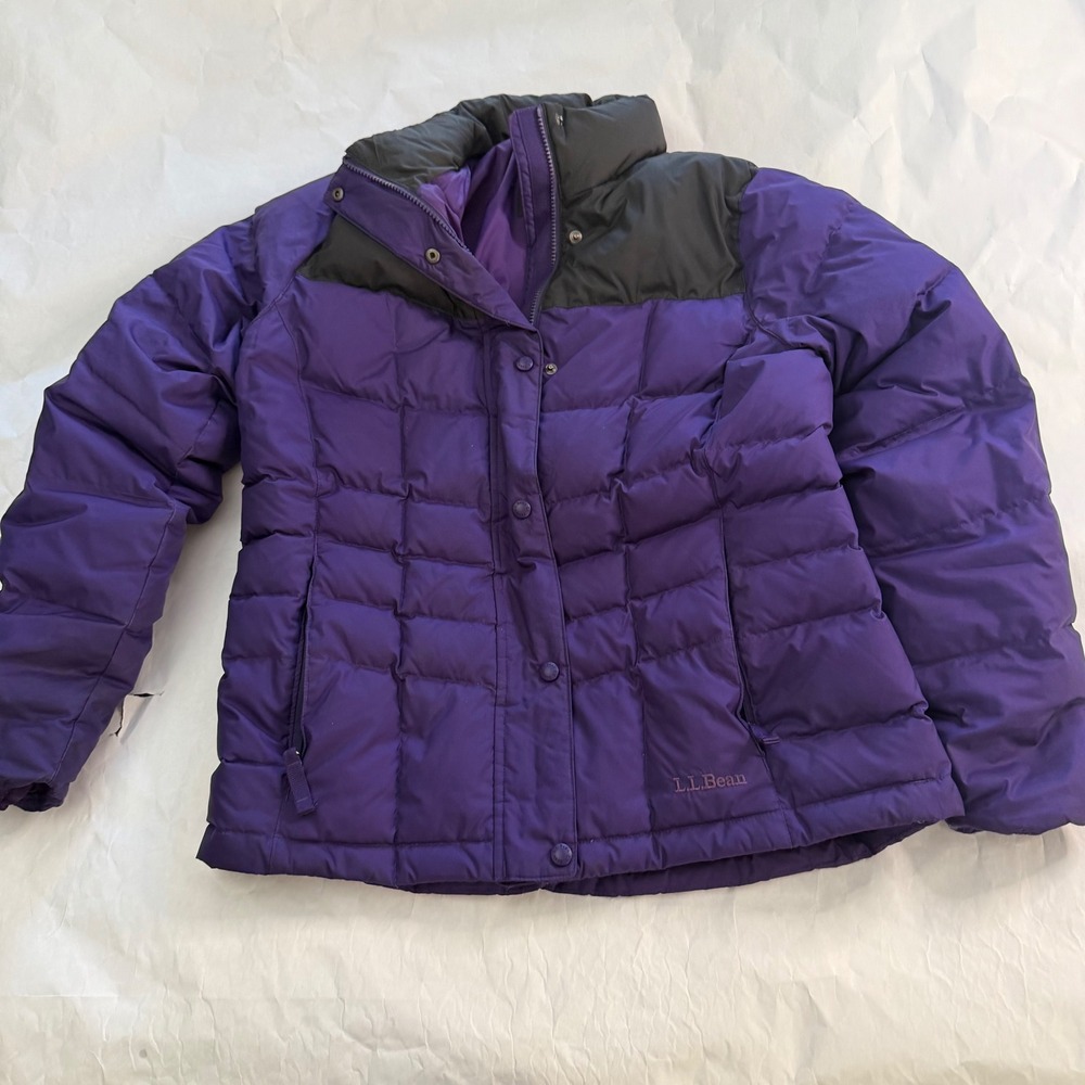 LL Bean Womens Purple Black‎ Trail Downtek Puffer Jacket Coat Winter Pertex  M